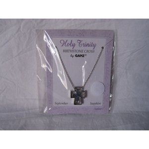 NEW Holy Trinity Birthstone Cross by Ganz September Sapphire‎ Stones Beautiful!